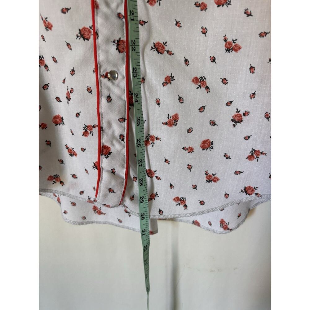 Vtg Karman Western Shirt Small Mens Snap Button Up White Floral - Picture 6 of 8